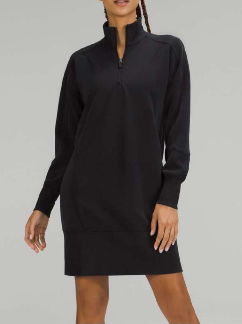 $138 Lululemon Softstreme Long-Sleeve Half-Zip Dress Black